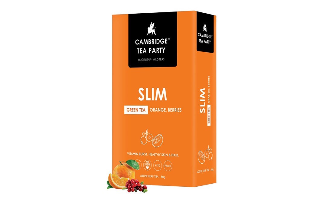 Cambridge Tea party Slim Green Tea Orange, Berries    Pack  50 grams